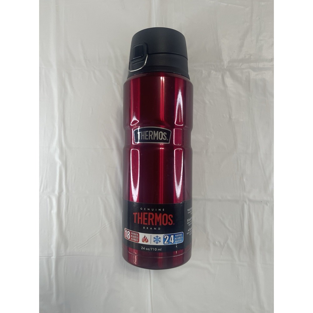 NEW Genuine Thermos Brand Water Bottle 24oz Keeps 18H Hot 24H Cold Red Insulated